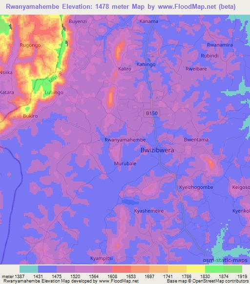 Rwanyamahembe,Uganda Elevation Map