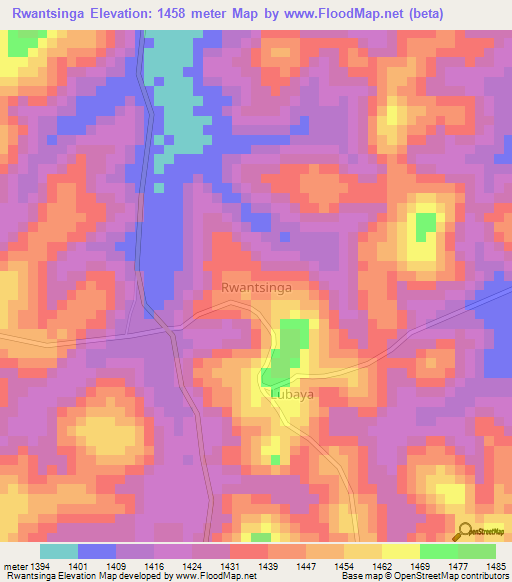 Rwantsinga,Uganda Elevation Map