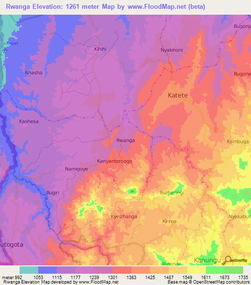 Rwanga,Uganda Elevation Map