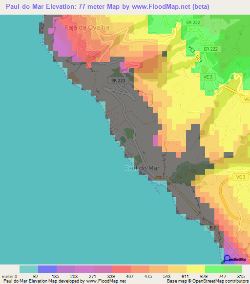 Paul do Mar,Portugal Elevation Map