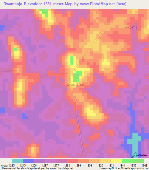 Rwamanja,Uganda Elevation Map