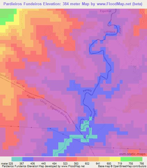 Pardieiros Fundeiros,Portugal Elevation Map