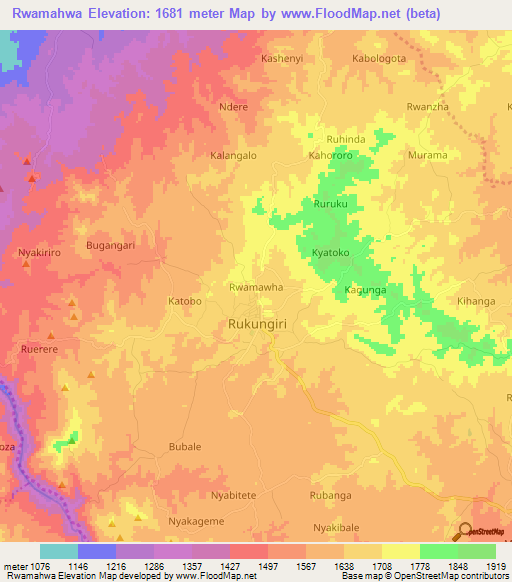 Rwamahwa,Uganda Elevation Map