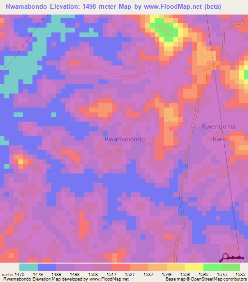 Rwamabondo,Uganda Elevation Map