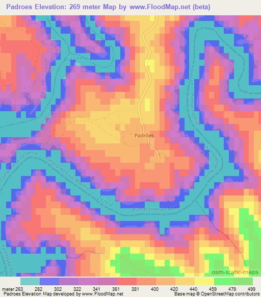 Padroes,Portugal Elevation Map