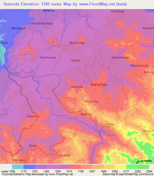 Rutonde,Uganda Elevation Map