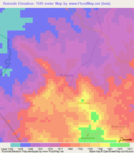 Rutonde,Uganda Elevation Map