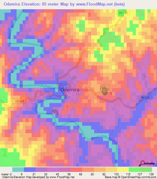 Odemira,Portugal Elevation Map