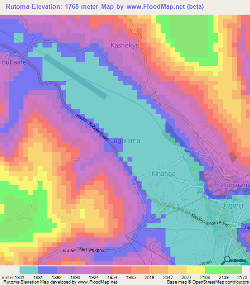 Rutoma,Uganda Elevation Map