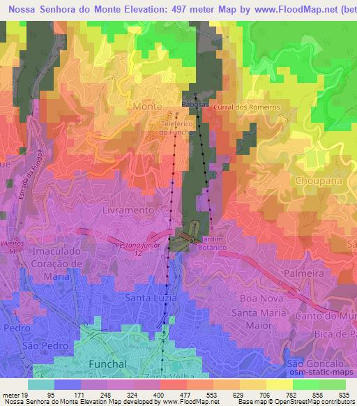 Nossa Senhora do Monte,Portugal Elevation Map