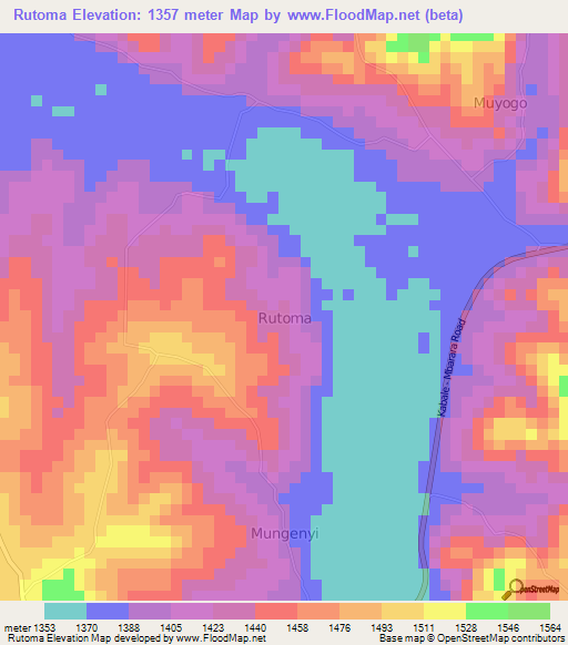 Rutoma,Uganda Elevation Map