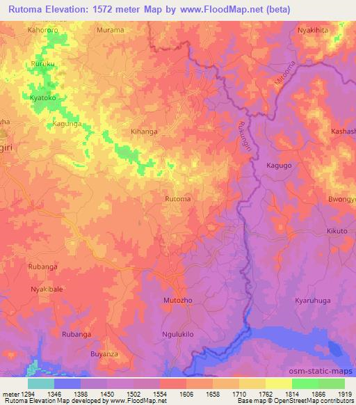 Rutoma,Uganda Elevation Map