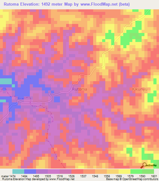 Rutoma,Uganda Elevation Map