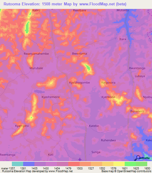 Rutooma,Uganda Elevation Map
