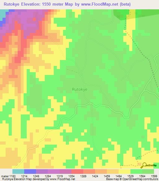 Rutokye,Uganda Elevation Map