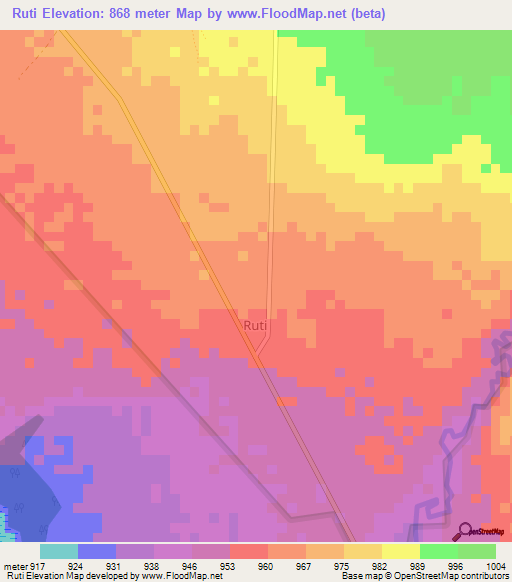 Ruti,Uganda Elevation Map