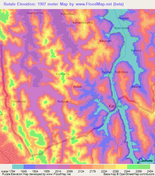 Rutale,Uganda Elevation Map
