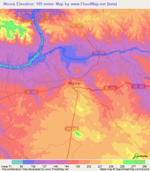 Moura,Portugal Elevation Map