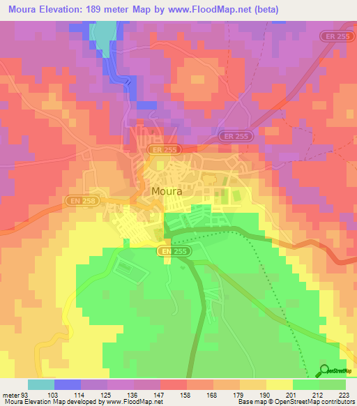 Moura,Portugal Elevation Map