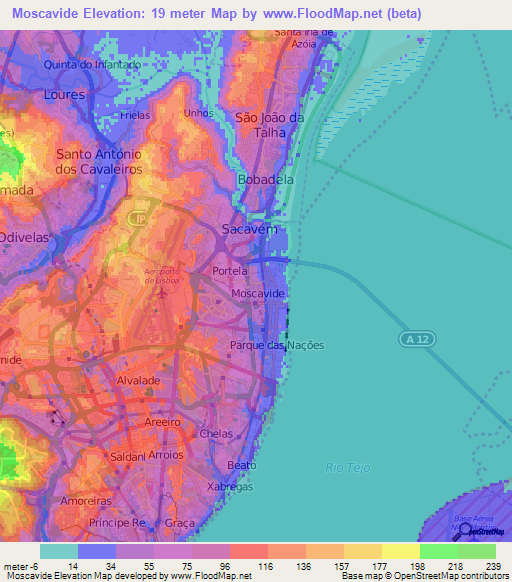Moscavide,Portugal Elevation Map