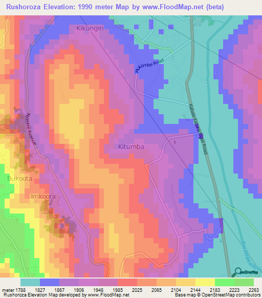 Rushoroza,Uganda Elevation Map