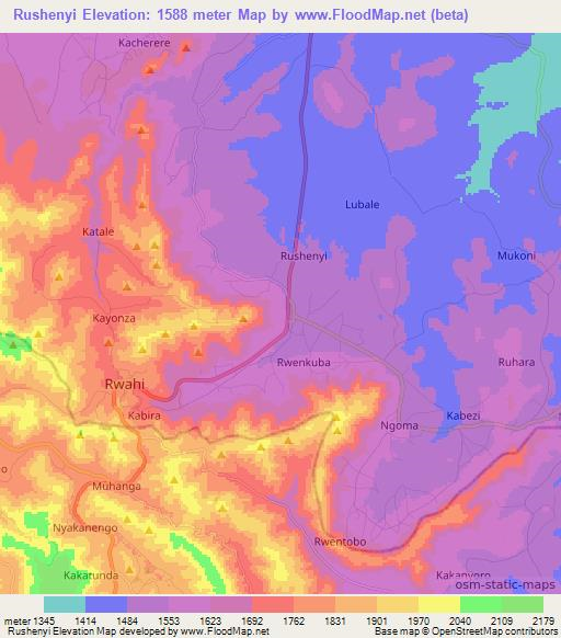Rushenyi,Uganda Elevation Map