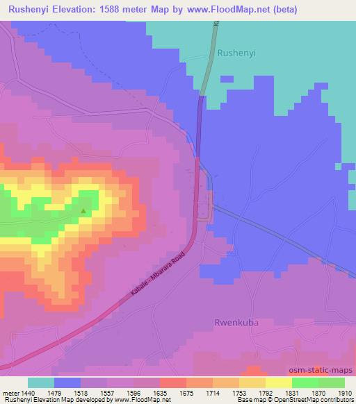 Rushenyi,Uganda Elevation Map