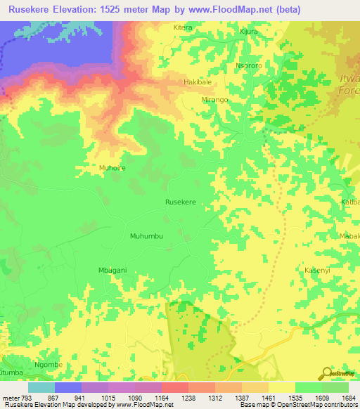 Rusekere,Uganda Elevation Map