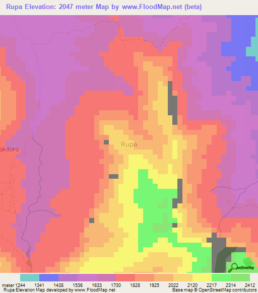 Rupa,Uganda Elevation Map