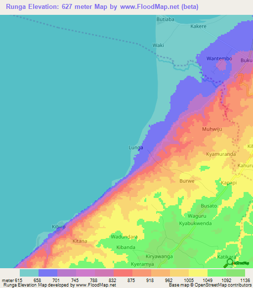 Runga,Uganda Elevation Map