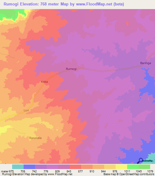 Rumogi,Uganda Elevation Map