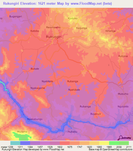 Rukungiri,Uganda Elevation Map