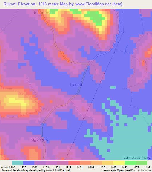 Rukoni,Uganda Elevation Map