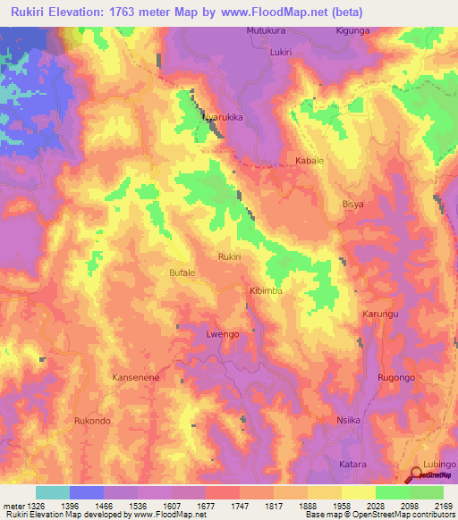 Rukiri,Uganda Elevation Map