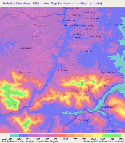 Ruhoko,Uganda Elevation Map