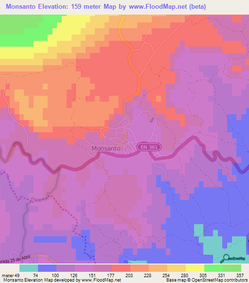 Monsanto,Portugal Elevation Map