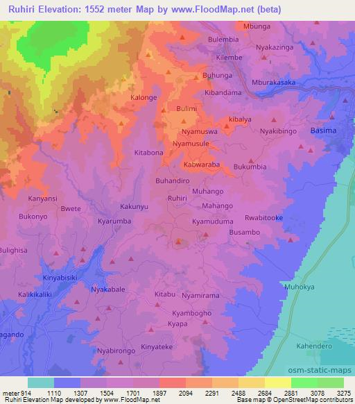 Ruhiri,Uganda Elevation Map