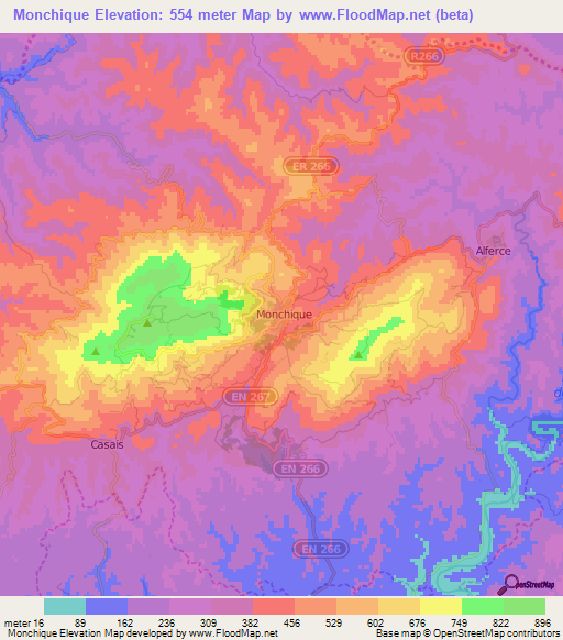 Monchique,Portugal Elevation Map