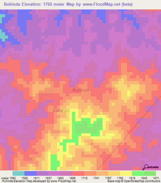 Ruhinda,Uganda Elevation Map