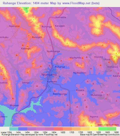 Ruhanga,Uganda Elevation Map