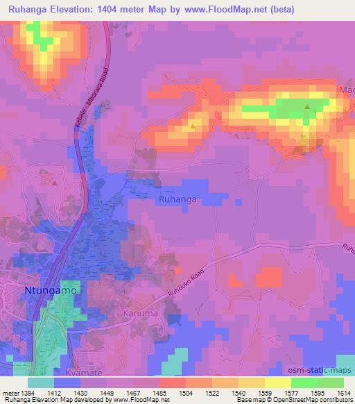 Ruhanga,Uganda Elevation Map