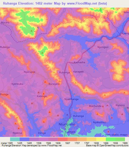 Ruhanga,Uganda Elevation Map