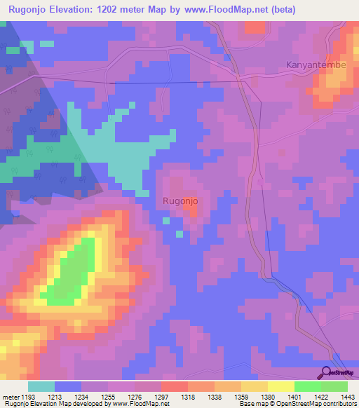 Rugonjo,Uganda Elevation Map