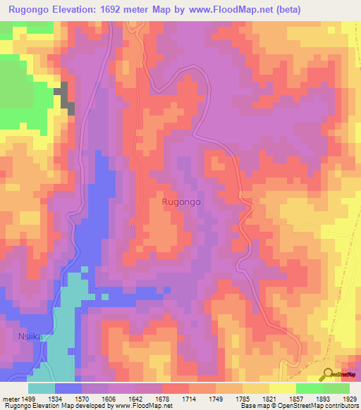 Rugongo,Uganda Elevation Map