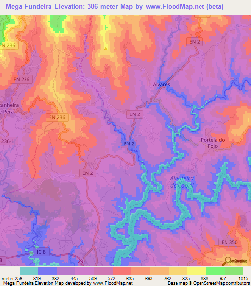 Mega Fundeira,Portugal Elevation Map