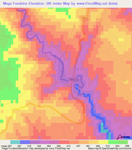 Mega Fundeira,Portugal Elevation Map