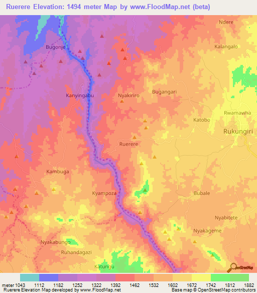 Ruerere,Uganda Elevation Map