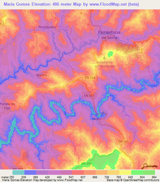 Maria Gomes,Portugal Elevation Map