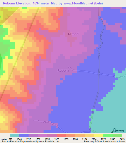Rubona,Uganda Elevation Map