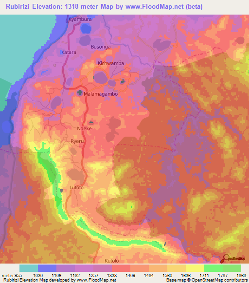 Rubirizi,Uganda Elevation Map